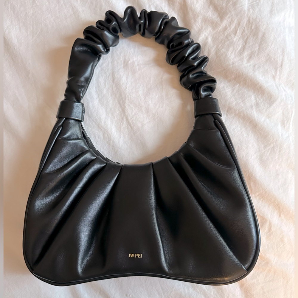 JW PEI Gabbi Black Ruched Shoulder Bag